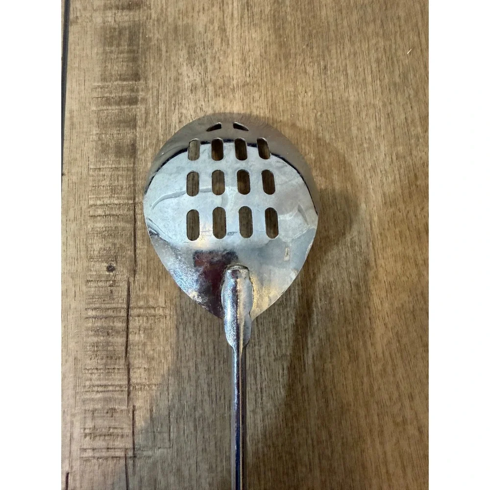 Stainless Steel Slotted Spoon with Black Handle Kitchen Serving Utensil